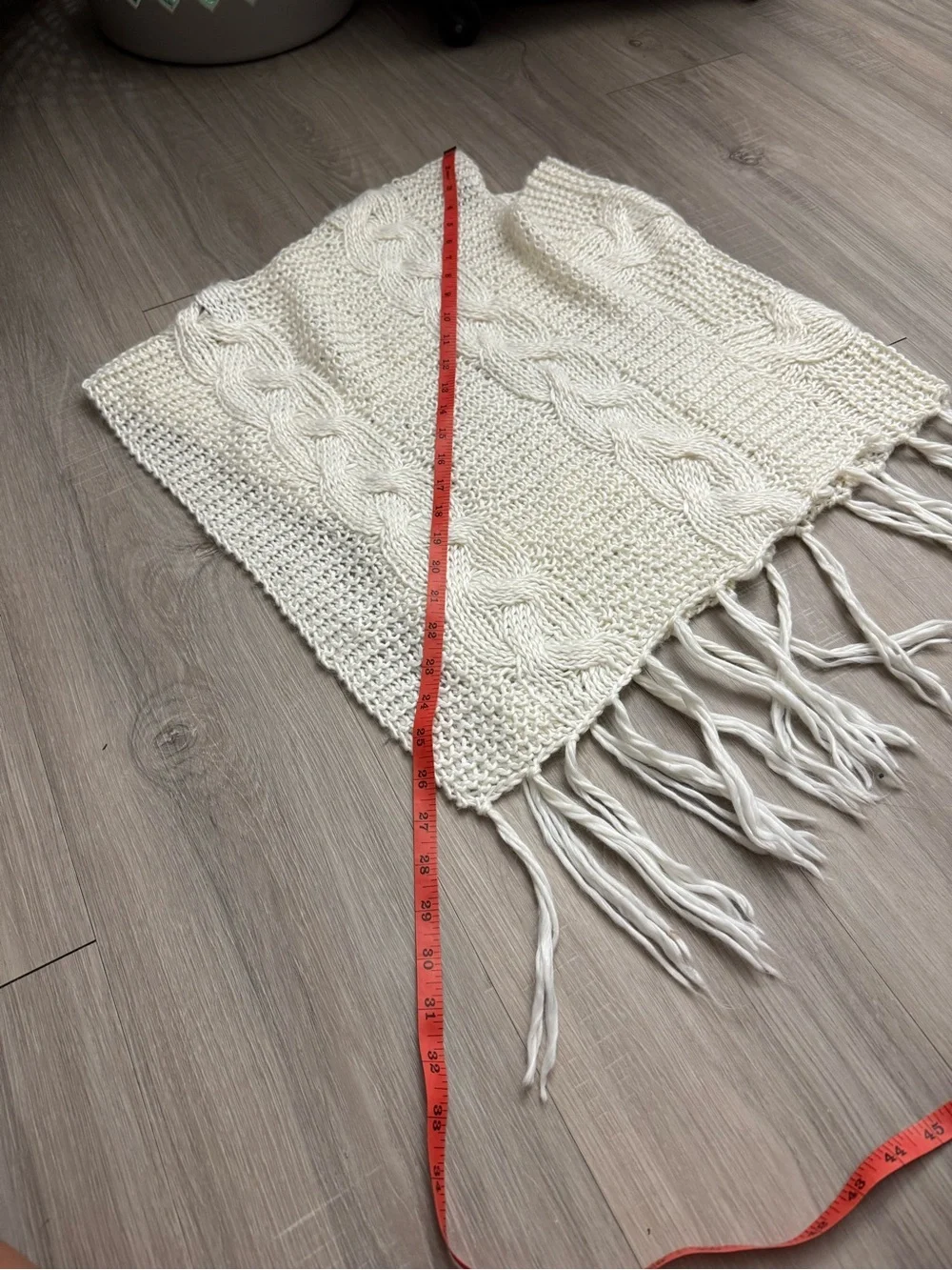 BCBGMaxAzria Cream Cable Knit Fringe Poncho